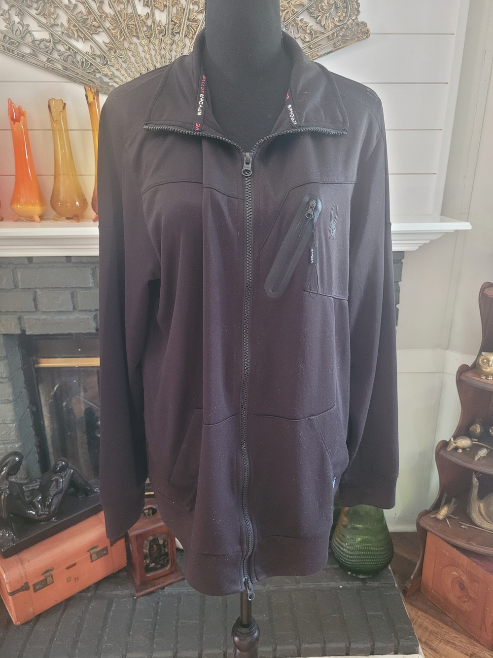 Spyder Black Performance Jacket with Zip Chest Pocket